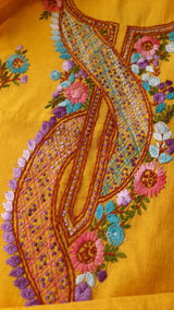 Chanderi knot embroidery Unstitched suit material