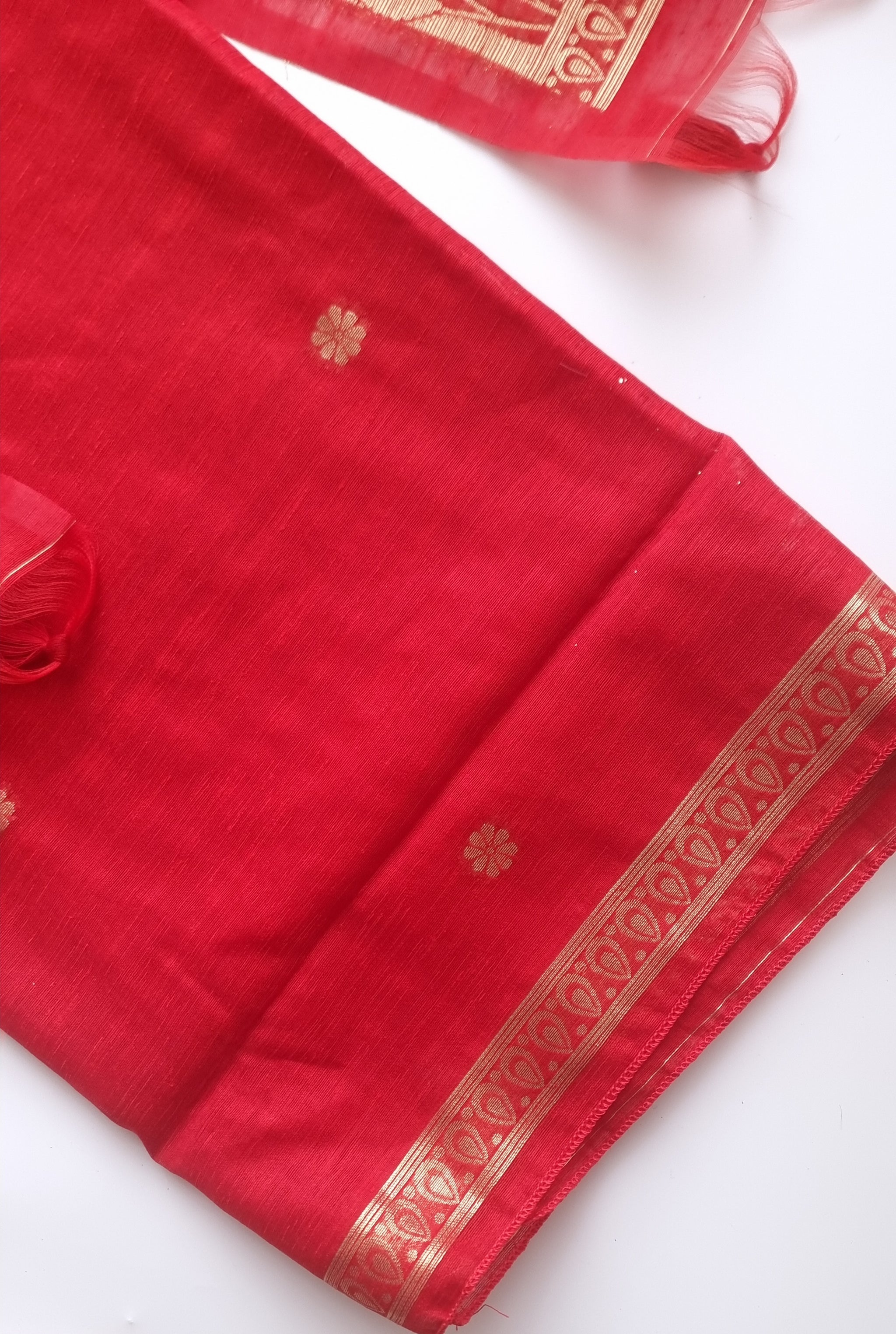 Red Vedika Silk Unstitched suit material