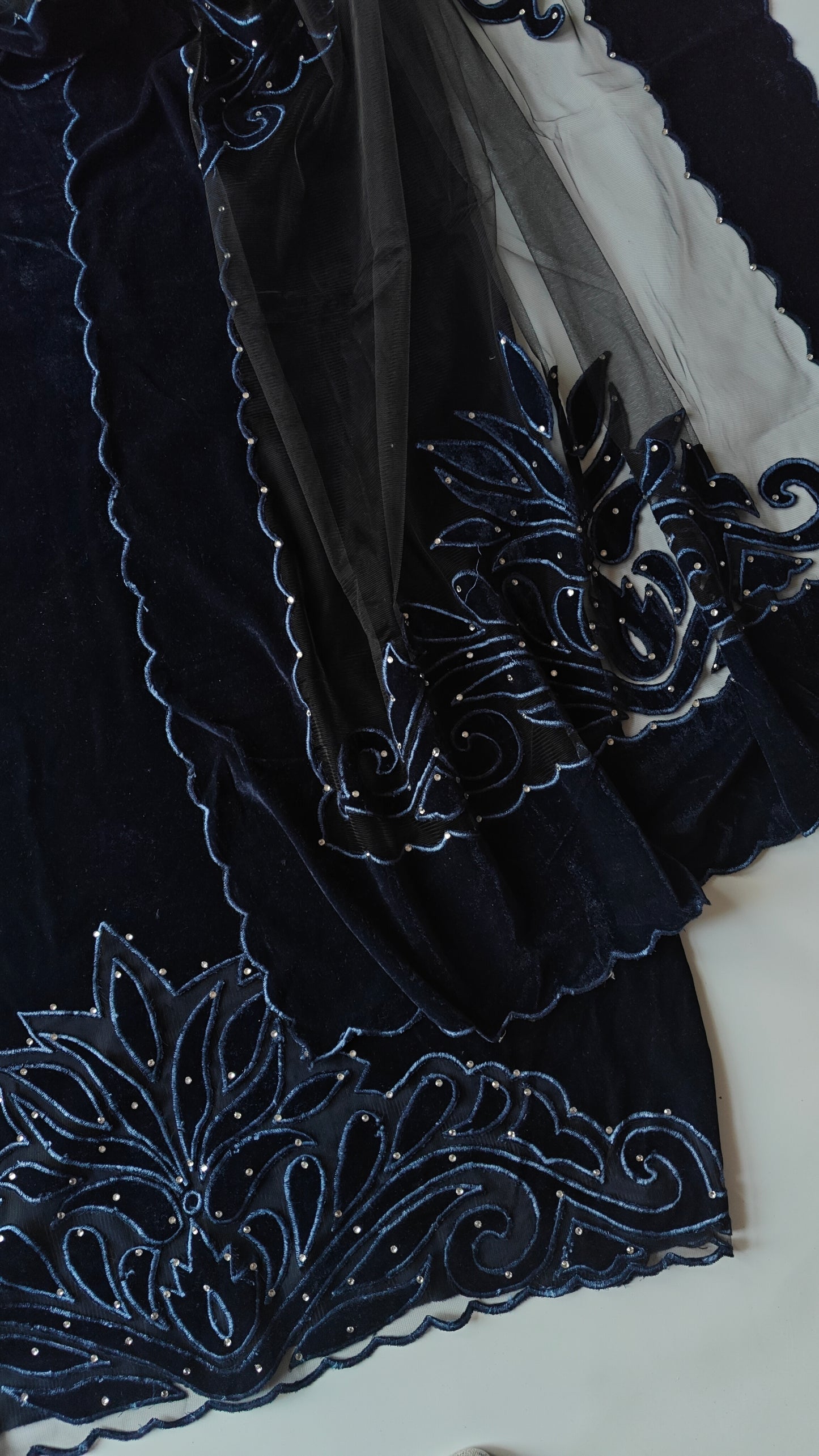 Blue color Velvet cut work designer party wear unstitched suit set