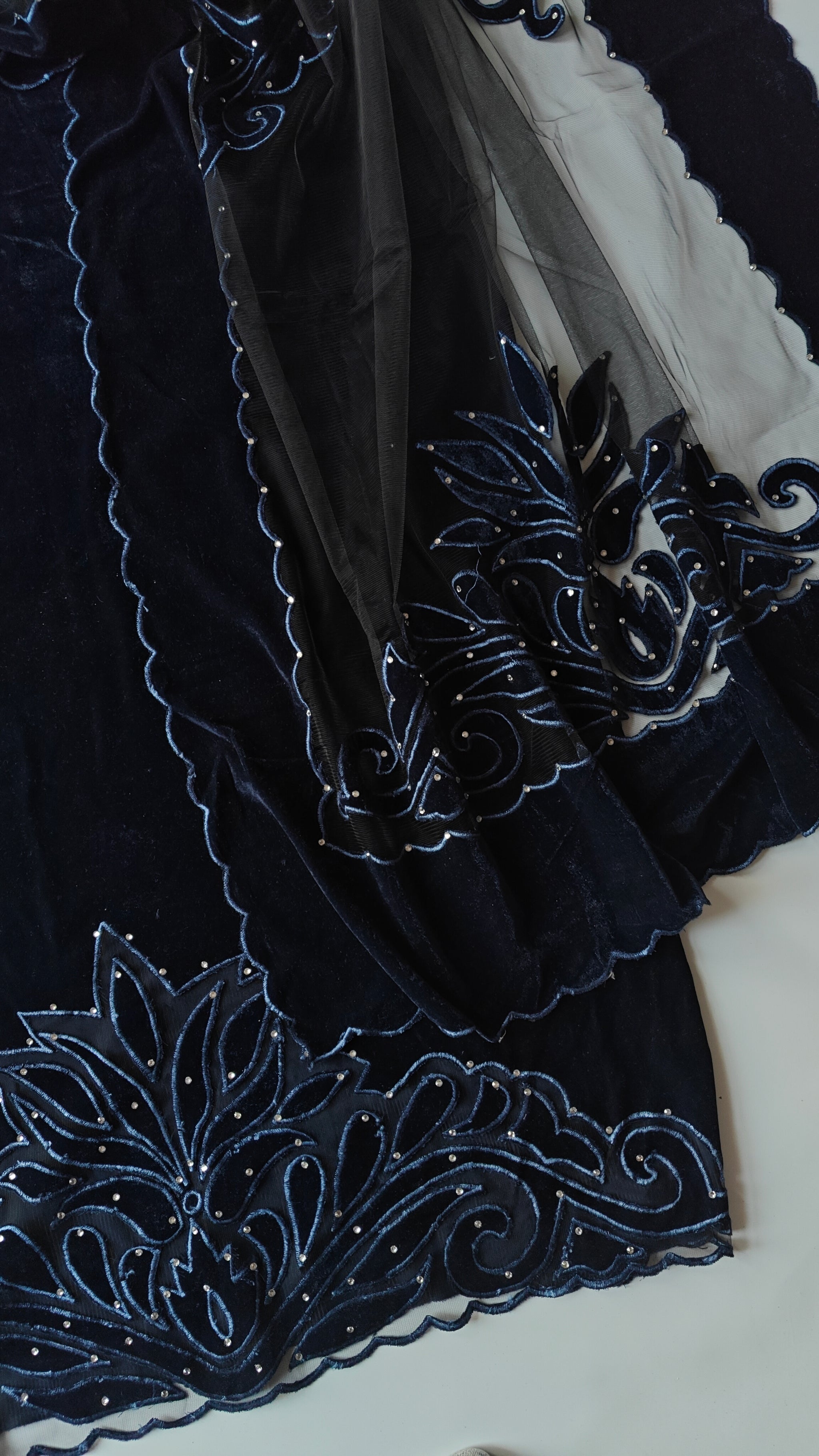 Blue color Velvet cut work designer party wear unstitched suit set