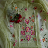 Green Kotta embroidered kurta dupatta set Unstitched