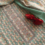 Green Prinred Pashmina Unstitched suit set
