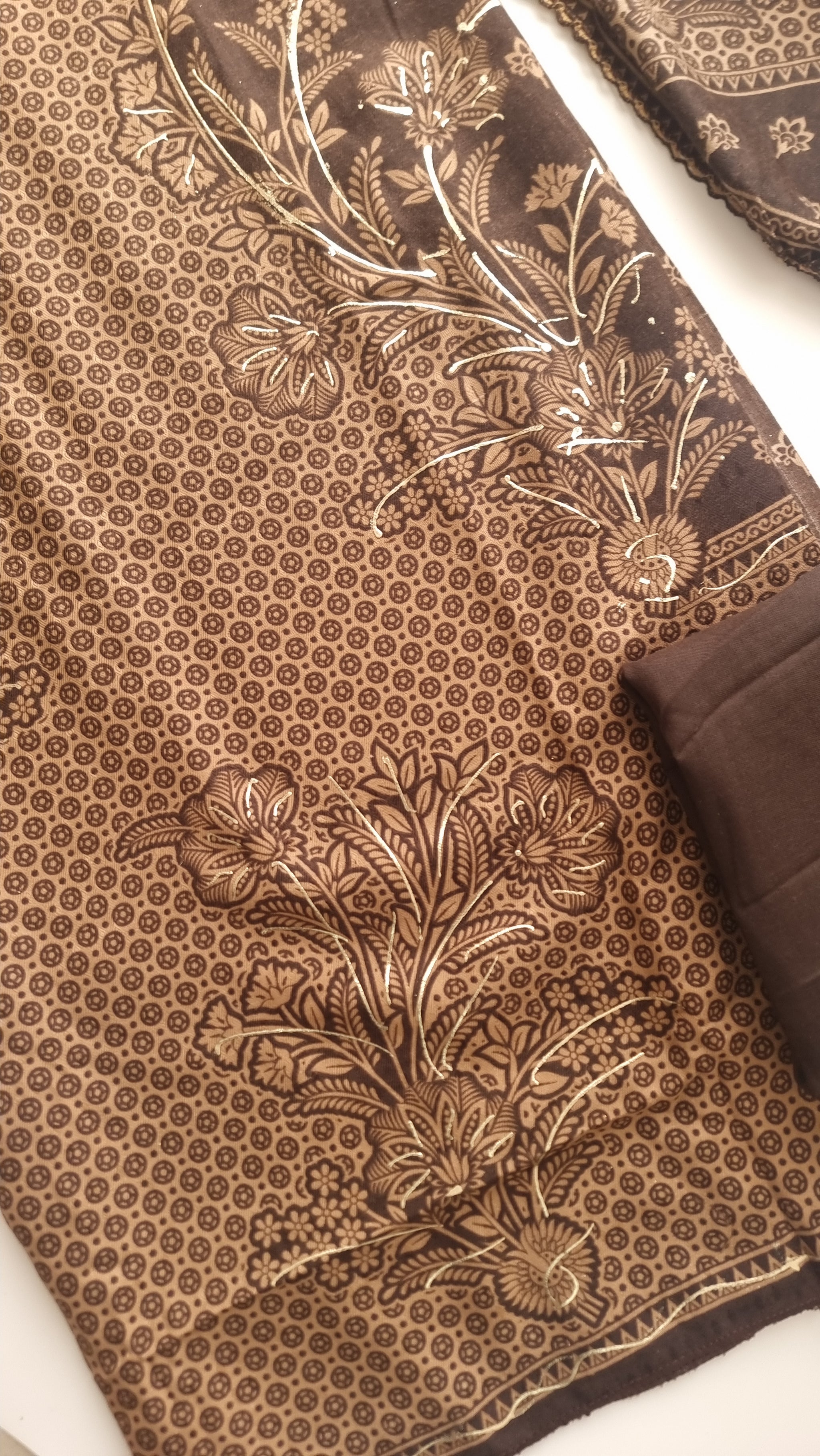 Brown Pashmina Unstitched suit set
