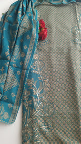 Blue Pashmina Unstitched suit set