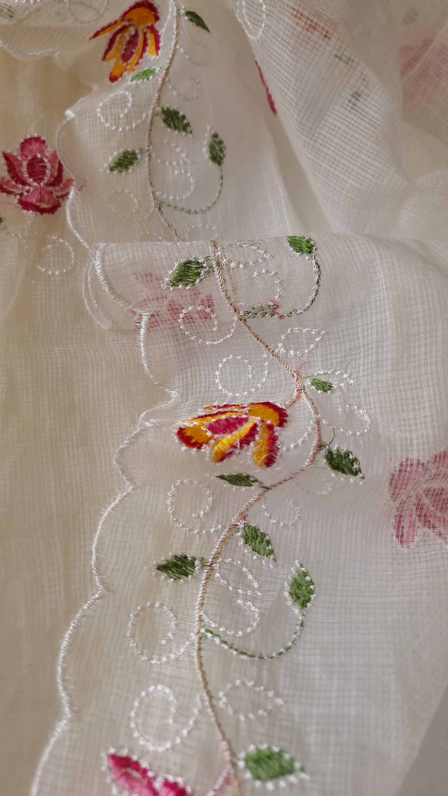 White Kotta embroidered kurta dupatta set Unstitched