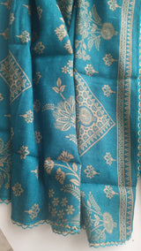 Blue Pashmina Unstitched suit set