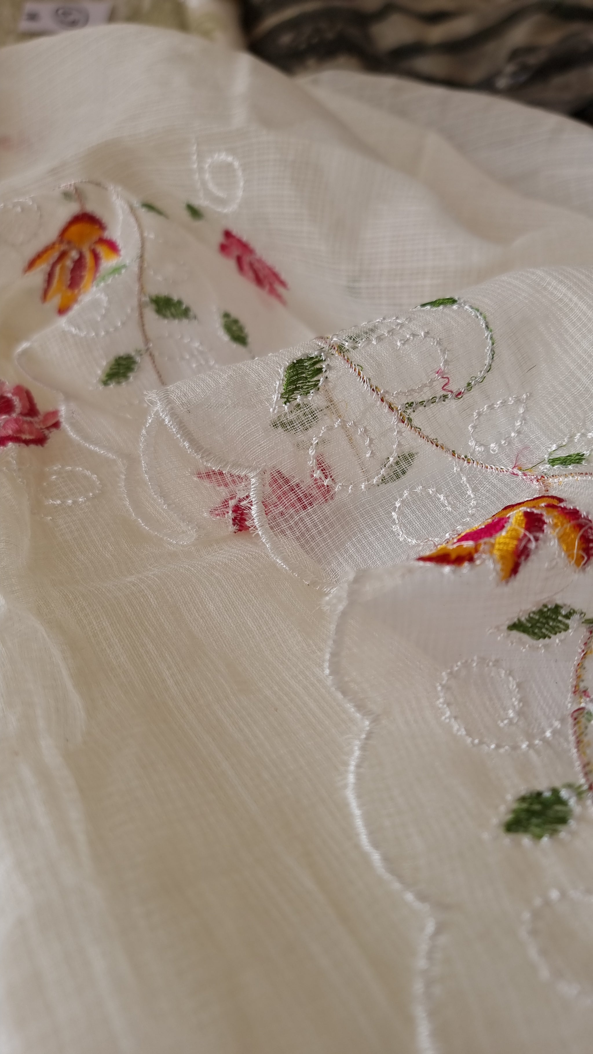 White Kotta embroidered kurta dupatta set Unstitched