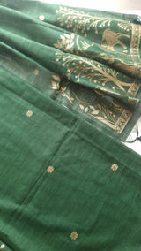 Green Vedika Silk Unstitched suit material