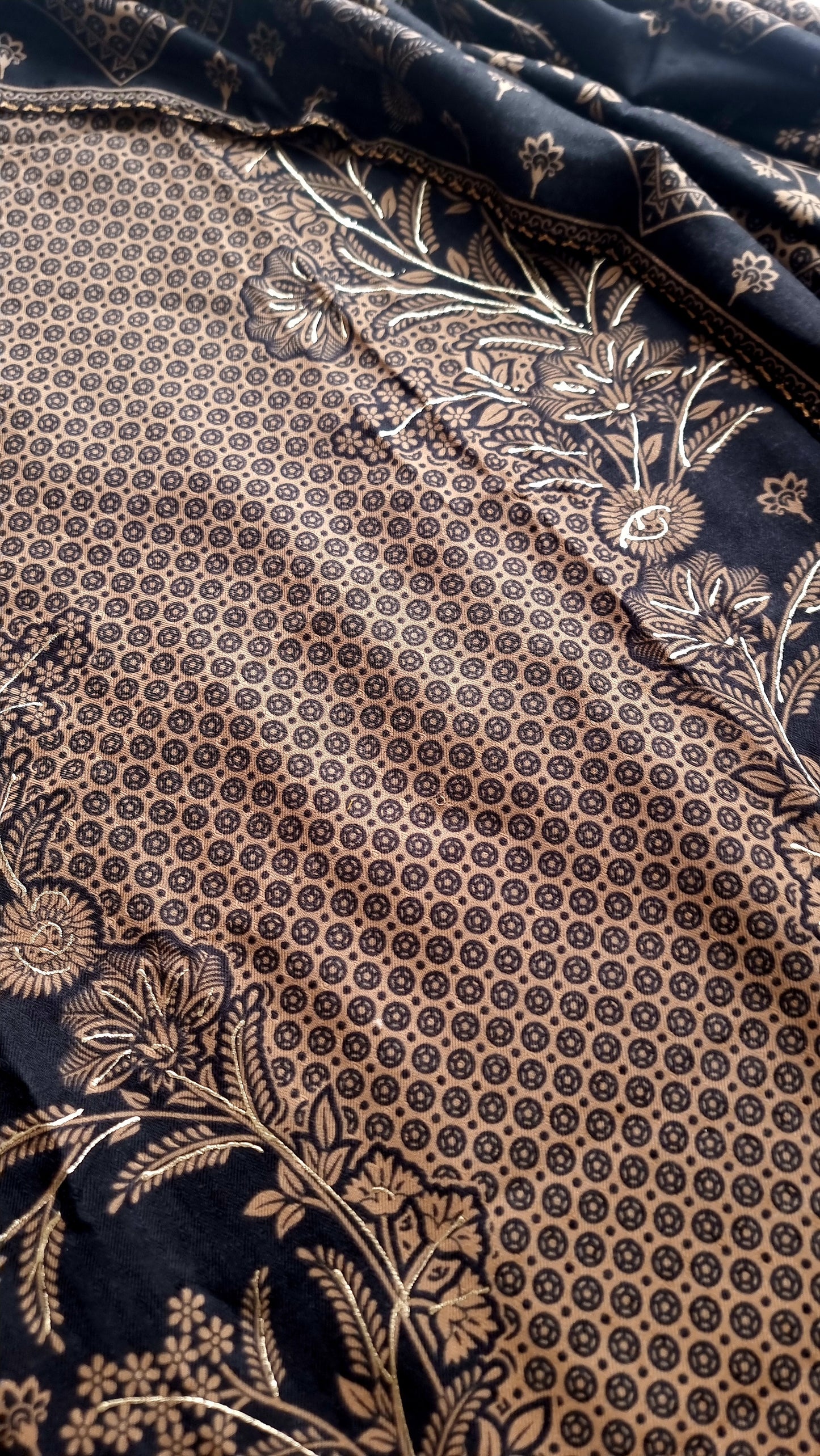 Black Pashmina Unstitched suit set