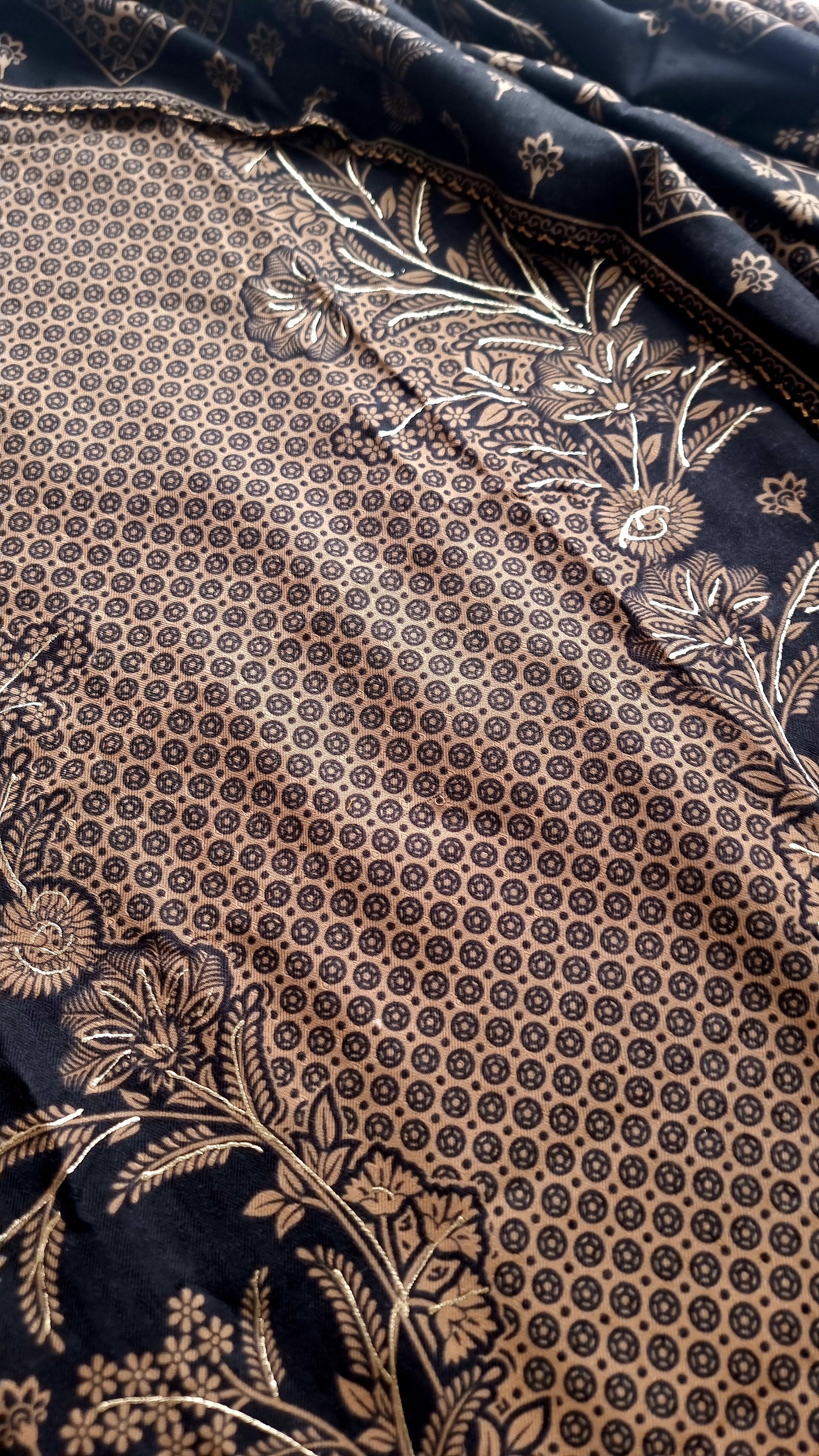 Black Pashmina Unstitched suit set