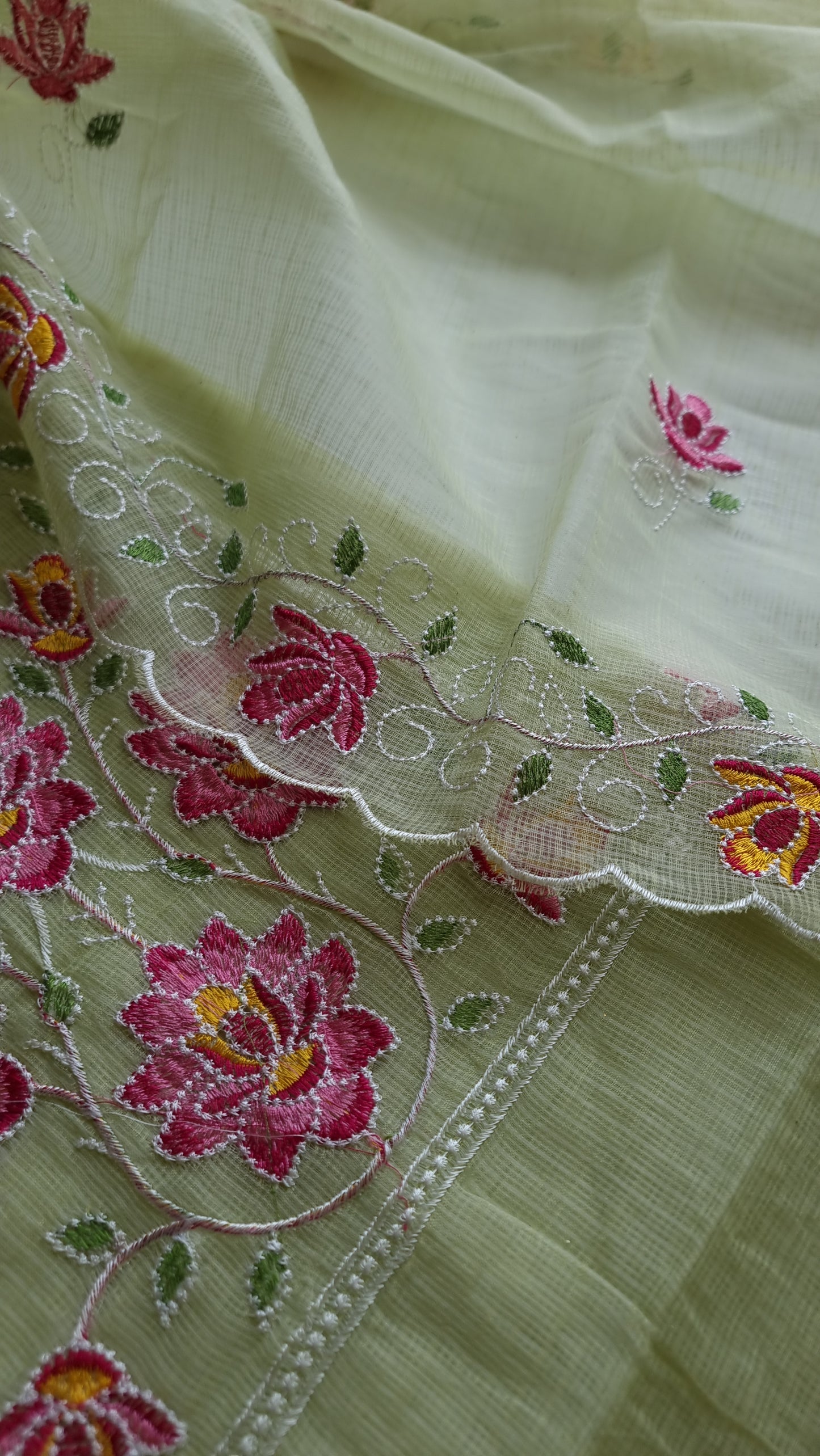 Green Kotta embroidered kurta dupatta set Unstitched