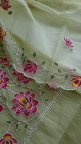 Green Kotta embroidered kurta dupatta set Unstitched