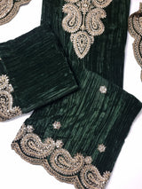 Crush Velvet mirror work party wear unstitched suit set