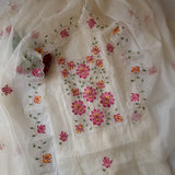 White Kotta embroidered kurta dupatta set Unstitched