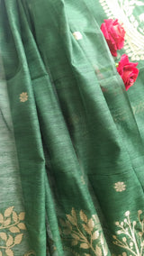 Green Vedika Silk Unstitched suit material