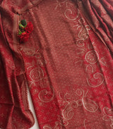 Red Pashmina Unstitched suit set