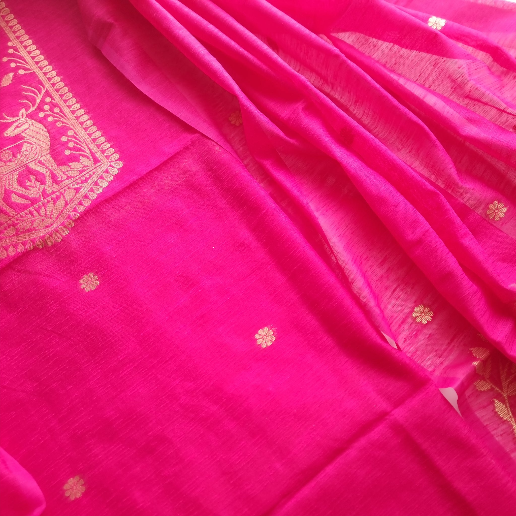 Pink Vedika Silk Unstitched suit material