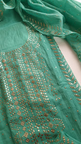 Mul Chanderi dress material with  Pasted mukaish work