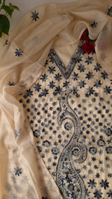 Chanderi knot embroidery Unstitched suit material