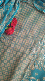 Blue Pashmina Unstitched suit set