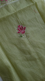 Green Kotta embroidered kurta dupatta set Unstitched