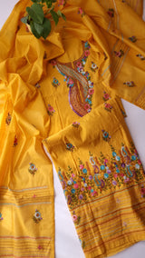 Chanderi knot embroidery Unstitched suit material