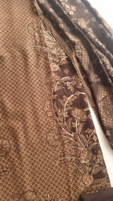 Brown Pashmina Unstitched suit set