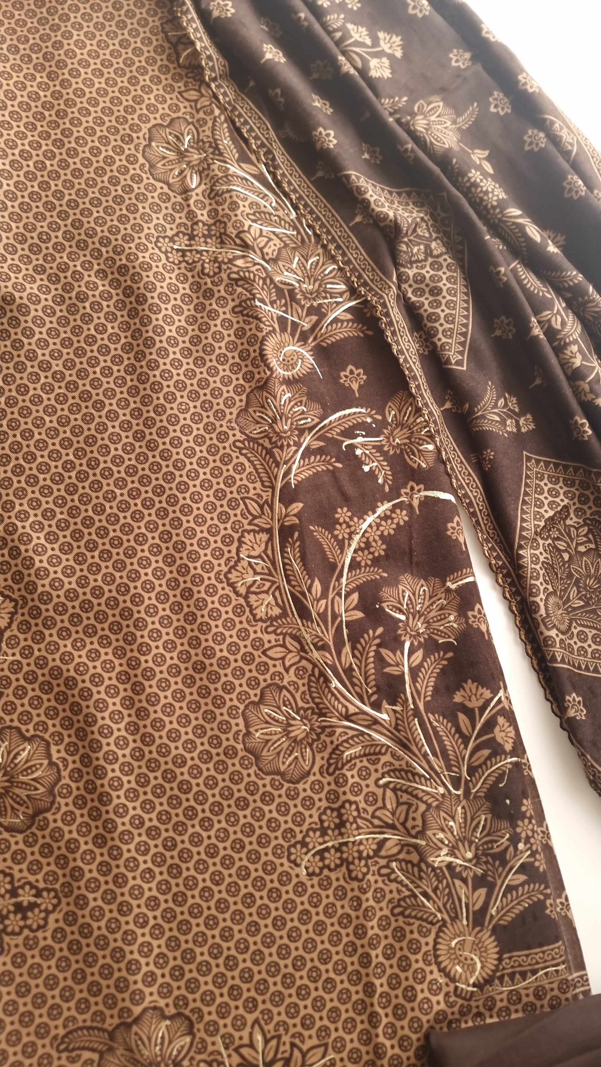 Brown Pashmina Unstitched suit set