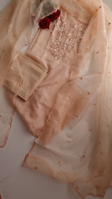 Peach Embroidery Unstitched Suit