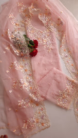 Pink Parsi Embroidery unstitched suit