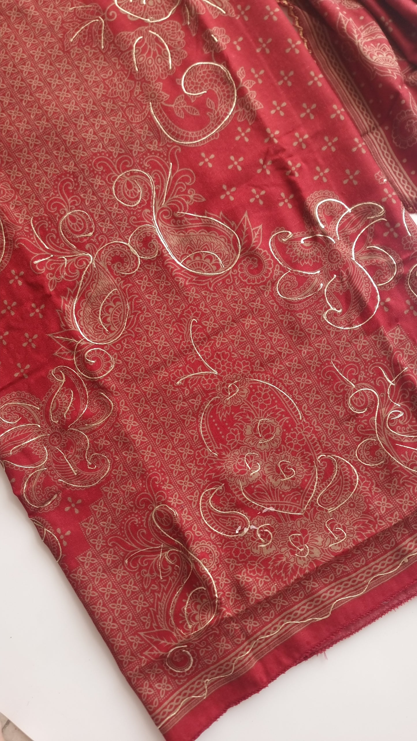 Red Pashmina Unstitched suit set