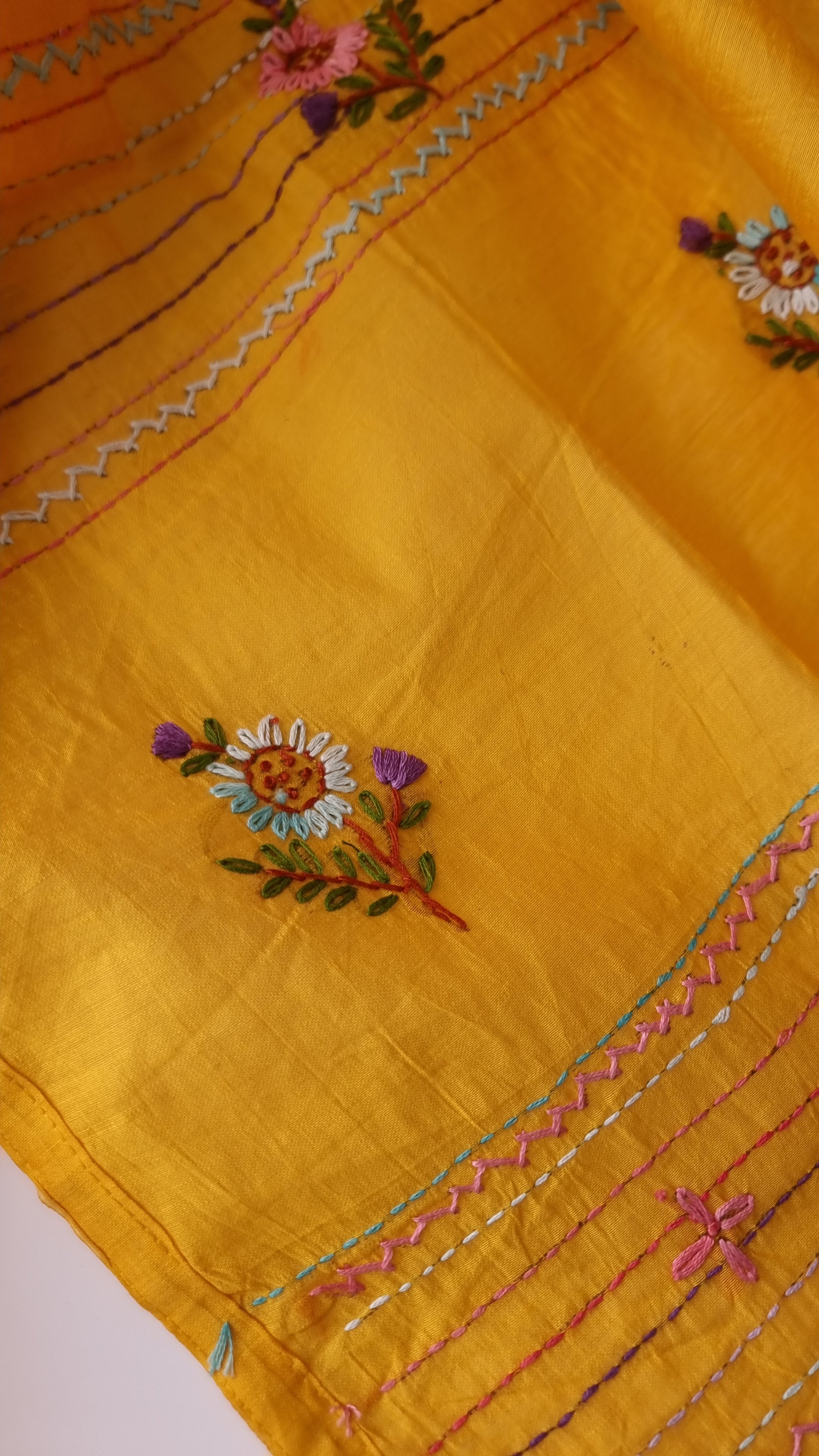 Chanderi knot embroidery Unstitched suit material