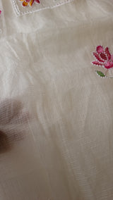 White Kotta embroidered kurta dupatta set Unstitched