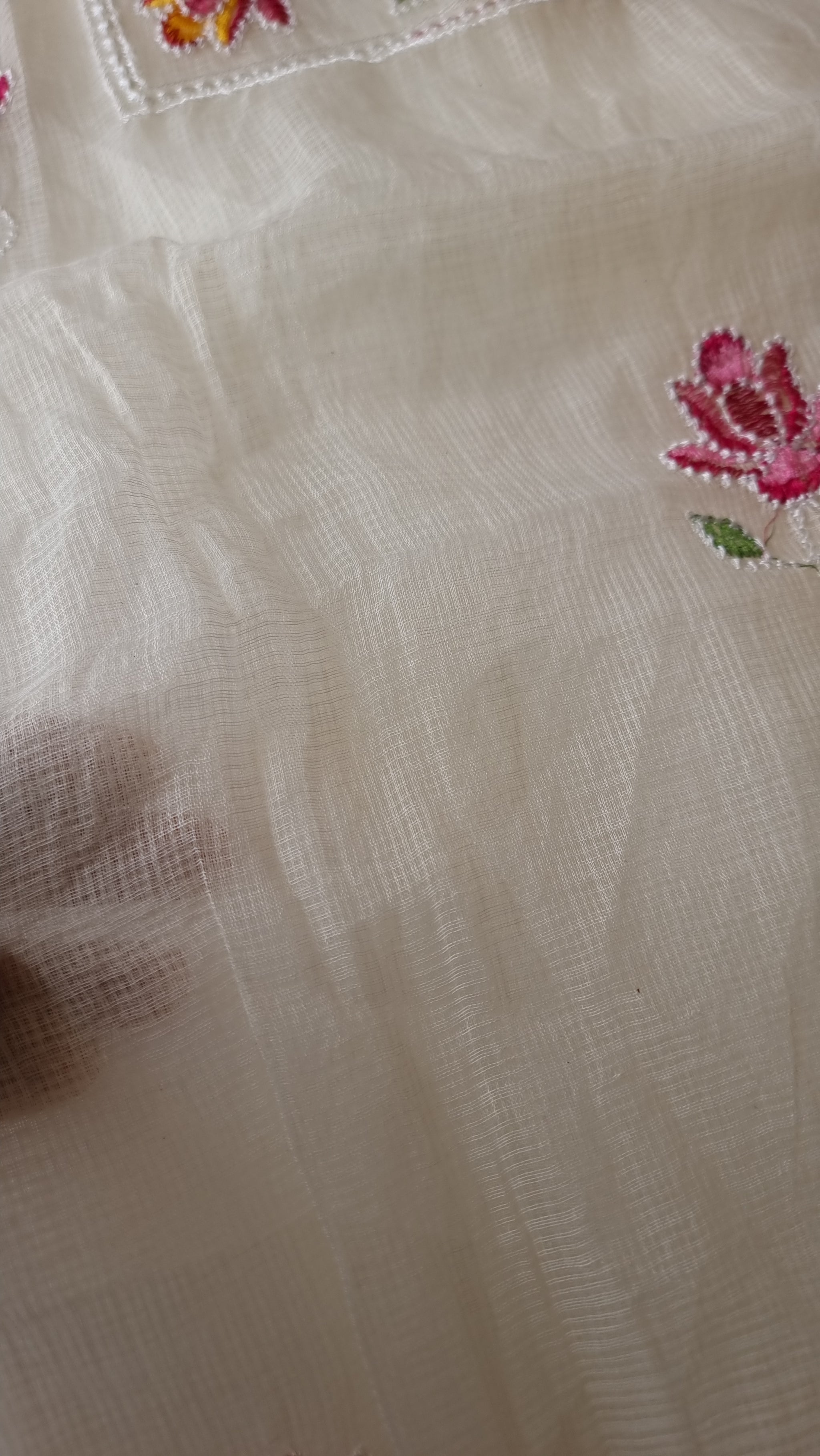 White Kotta embroidered kurta dupatta set Unstitched