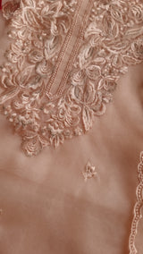 Peach Embroidery Unstitched Suit