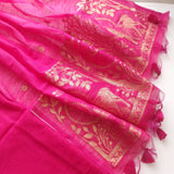 Pink Vedika Silk Unstitched suit material