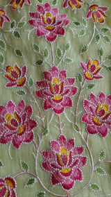 Green Kotta embroidered kurta dupatta set Unstitched