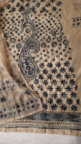 Chanderi knot embroidery Unstitched suit material