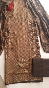 Brown Pashmina Unstitched suit set