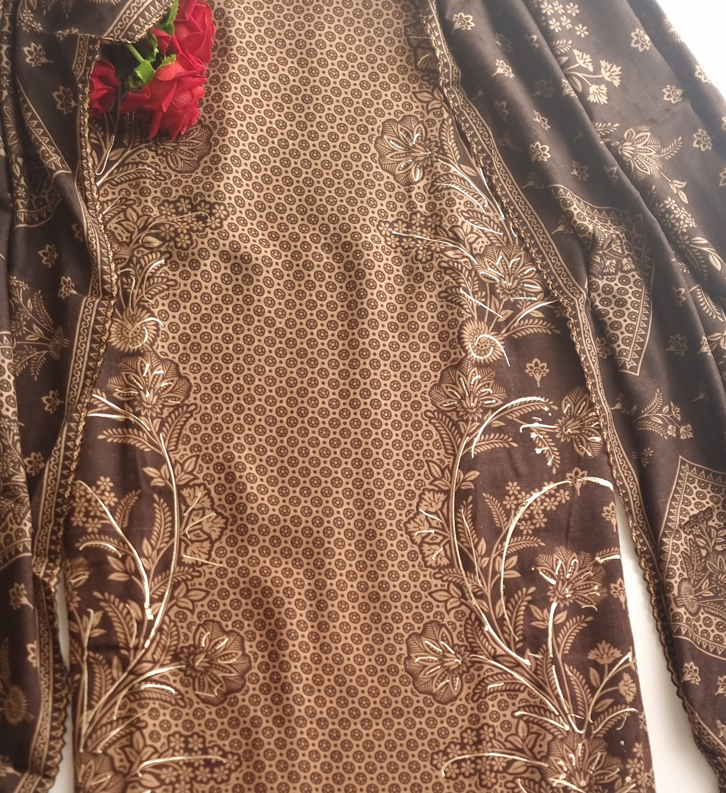 Brown Pashmina Unstitched suit set