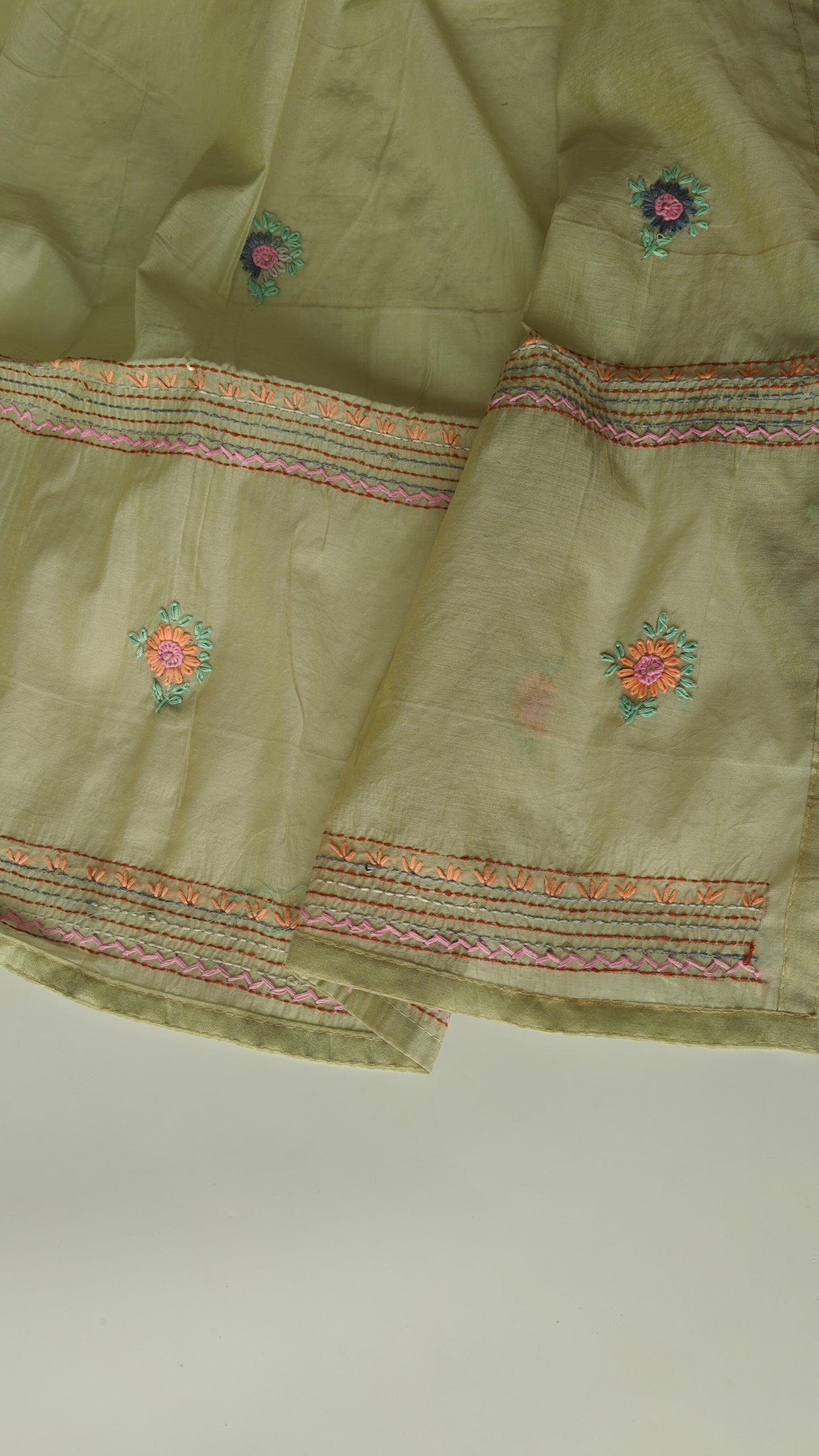 Pista Green Chanderi embroidered kurta dupatta set