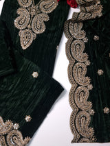 Crush Velvet mirror work party wear unstitched suit set
