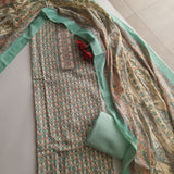 Green Prinred Pashmina Unstitched suit set