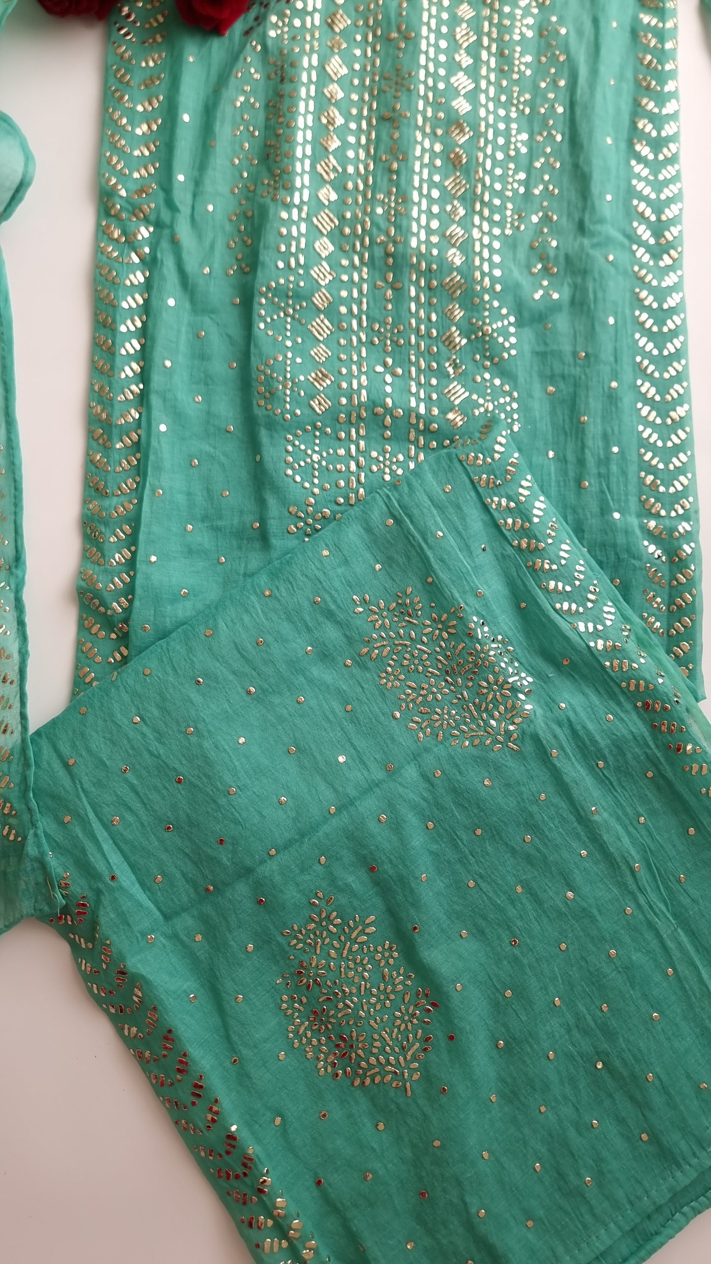 Mul Chanderi dress material with  Pasted mukaish work