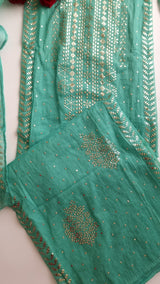 Mul Chanderi dress material with  Pasted mukaish work