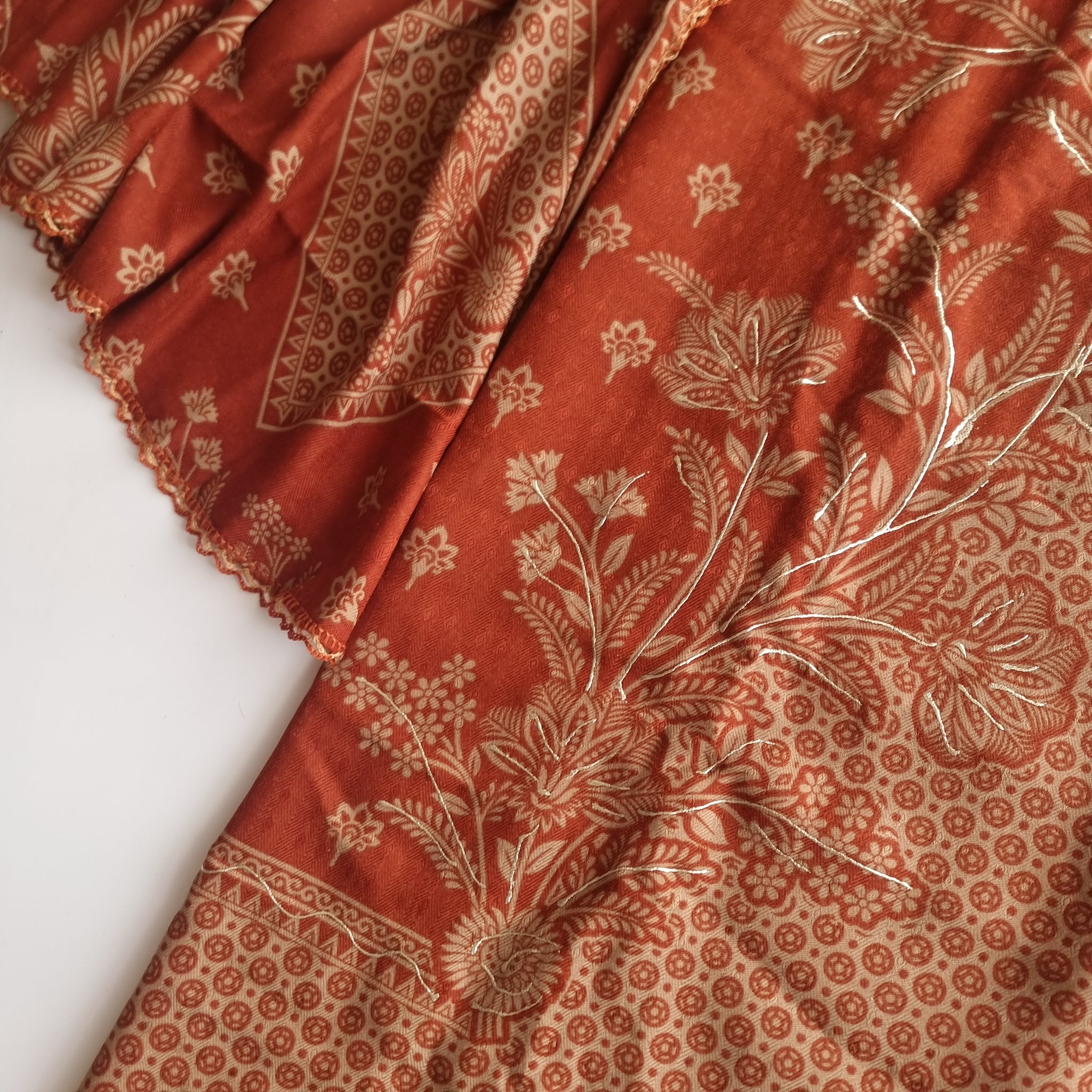 Rust Pashmina Unstitched suit set