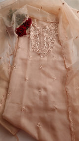 Peach Embroidery Unstitched Suit