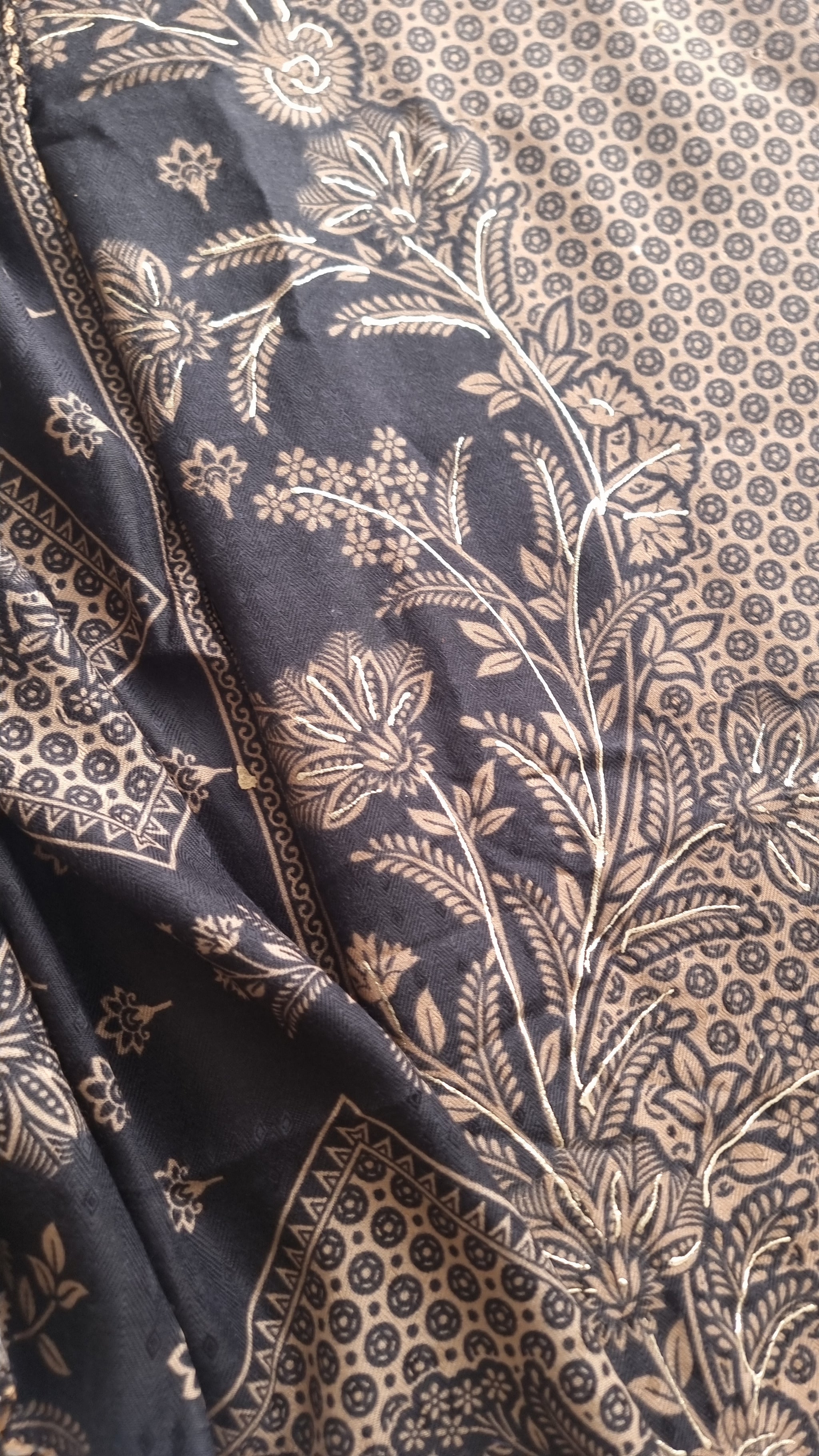 Black Pashmina Unstitched suit set