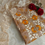 Dress material with neck embroidery