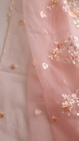 Pink Parsi Embroidery unstitched suit